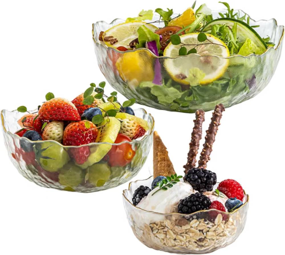 Dim Sum Basket - Glass Salad Bowl Clear Large Serving