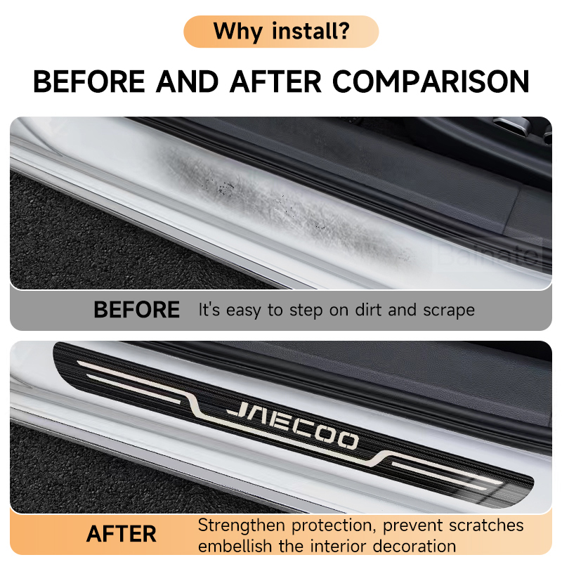 Car Stainless Steel Door Sill  - Crepe Pan Carbon recension och pris
